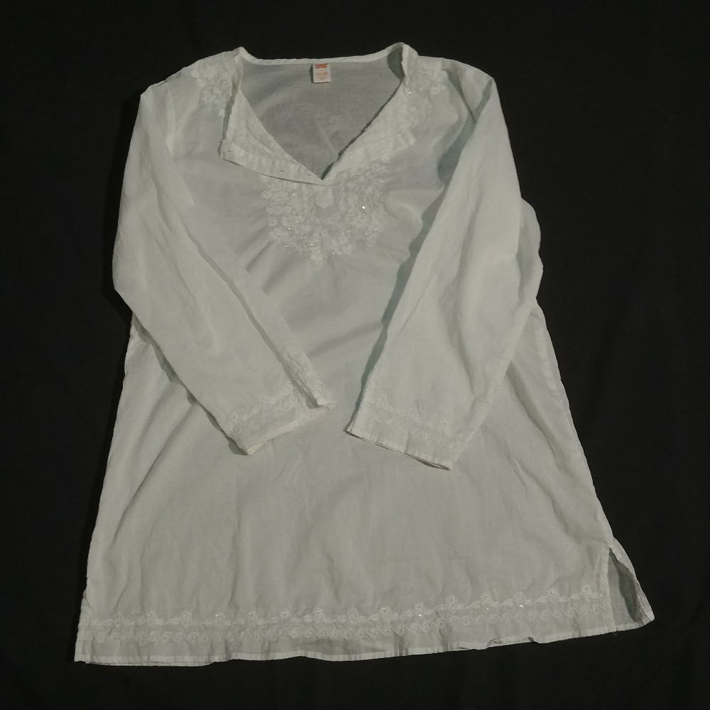 GUC Women's Tropical Escape White Swimsuit Cover-up Size L